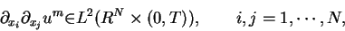 \begin{displaymath}{\partial}_{x_i}{\partial}_{x_j}u^m{\in}L^2(R^N\times(0,T)),{\qquad}i,j=1,\cdots,N,\end{displaymath}