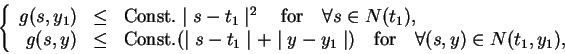\begin{displaymath}
\left\{
\begin{array}{rcl}
g(s,y_1) &\leq& {\rm Const.}\mid ...
...or} \quad \forall (s,y) \in N(t_1,y_1), \\
\end{array}\right.
\end{displaymath}