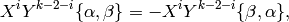 X^i Y^{k-2-i} \{\alpha, \beta\} = -X^i Y^{k-2-i} \{\beta, \alpha\},