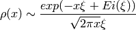 \rho(x) \sim \frac{exp(-x \xi + Ei(\xi))}{\sqrt{2\pi x}\xi}