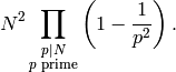 N^2 \prod_{\substack{p \mid N \\ \text{$p$ prime}}} \left( 1 - \frac{1}{p^2}\right).